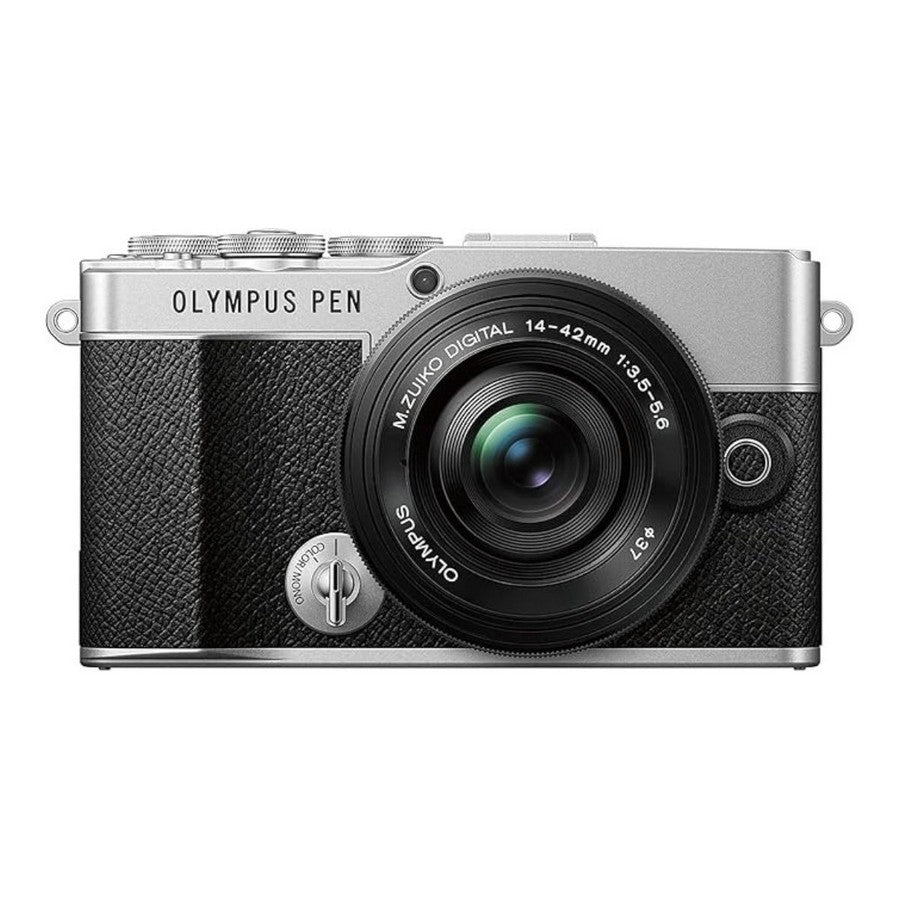 Olympus OM SYSTEM PEN E-P7 Mirrorless Camera and 14-42mm F3.5-5.6 EZ Lens and 40-150mm F4-5.6 R Lens KIT - Silver